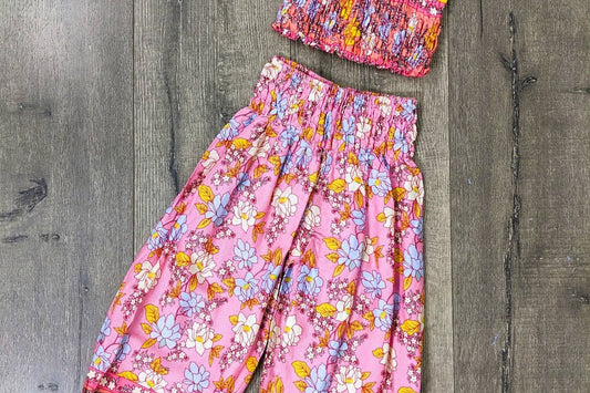 Wholesale Kids Two Piece Floral Top And Harems