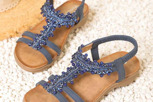 Wholesale Ladies' Diamante Beaded Flat Sandal JS698-13