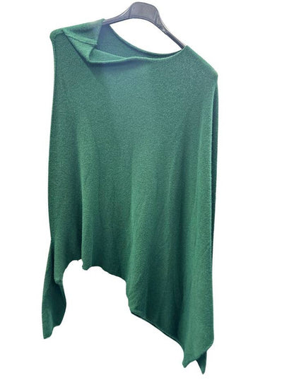 Italian Soft Knit Slant Long Sleeve Asymmetric Draped Jumper Top