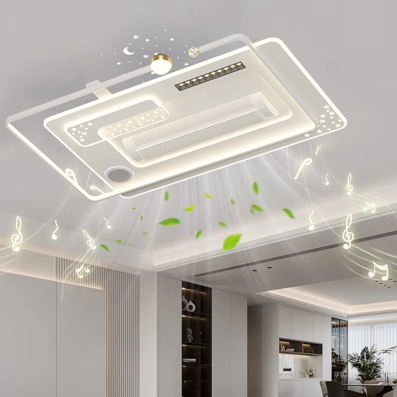 Modern Ceiling Fan Light Smart Bladeless Acrylic Ceiling Fan with Light for Home Led Fan Lamp for Indoor Bedroom Livingroom