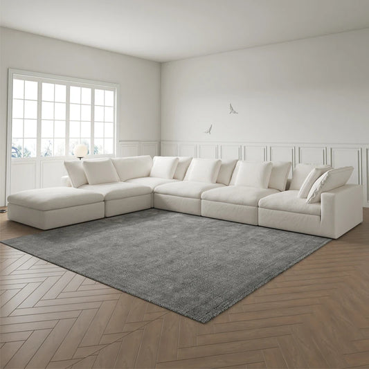 Cream Wind Cloud Sofa Set Modern Household Fabric Compressed Sofa Set 7 Seater Compression Sofa