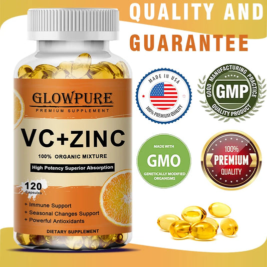 Vitamin C with Zinc for Immune Support & Antioxidant - Promotes Metabolism, Skin Whitening and Anti-Aging