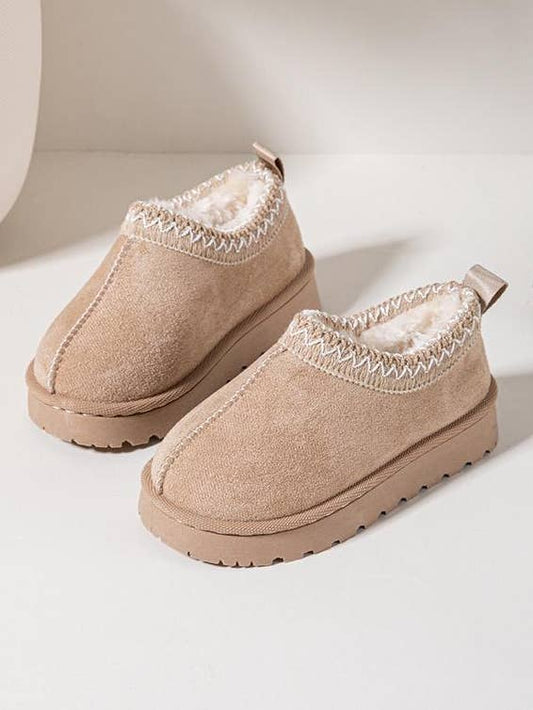 WHOLESALE KIDS EMBROIDERED  FLUFFY FAUX FUR PLATFORM SLIPPERS 25/30
